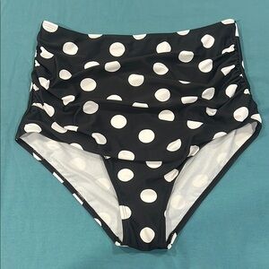 Polka Dot High-Waisted Swim Bottoms